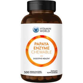 Flacon de comprimés à mâcher d'enzymes de papaye Vitamin World, 500 tablettes