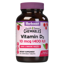 Flacon de comprimés à mâcher de vitamine D3 BlueBonnet 400 IU