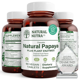 Flacon de comprimés à mâcher Natural Nutra Papaye 90 comprimés vegans