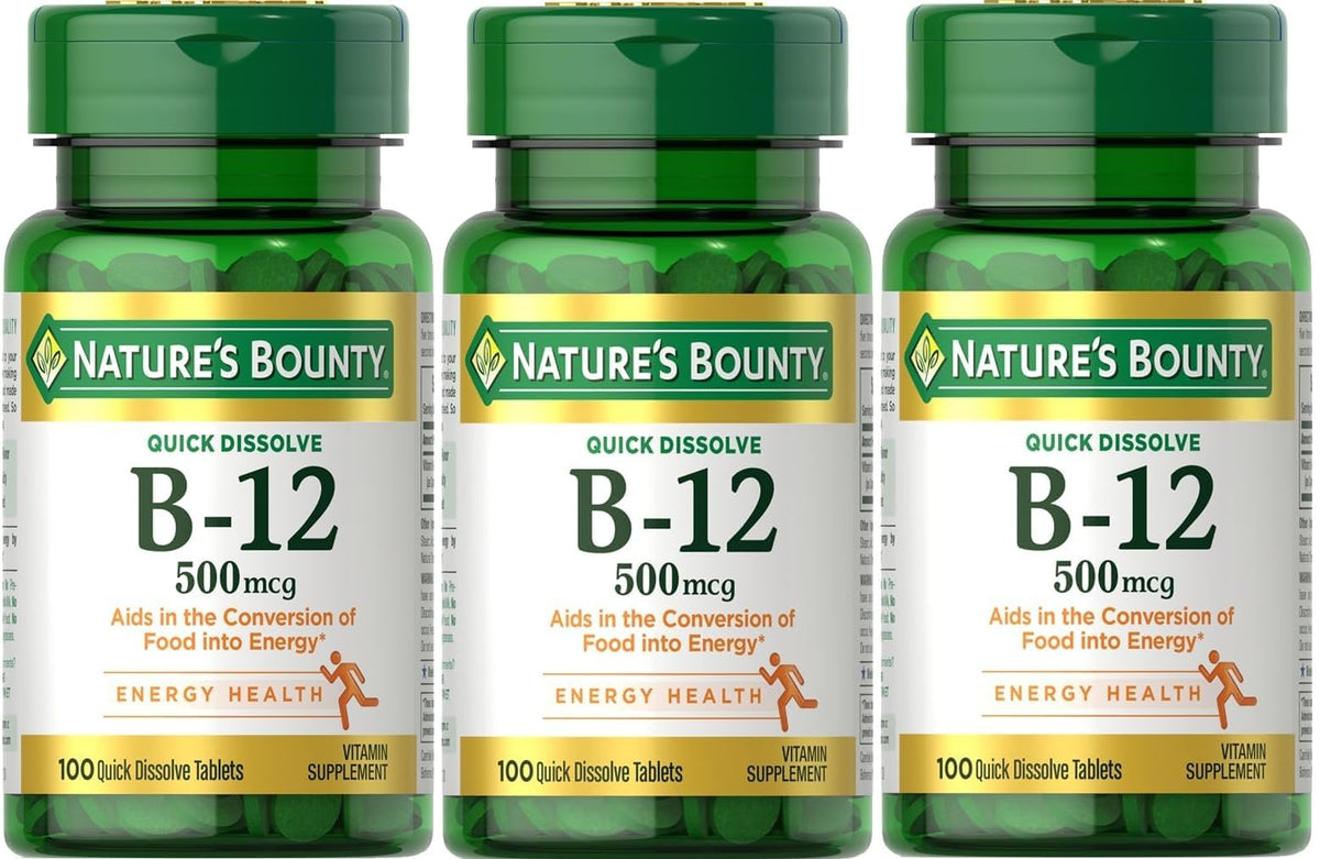 Flacon de comprimés B-12 Nature's Bounty 500 Mcg, 300 comprimés