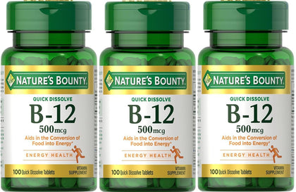 Flacon de comprimés B-12 Nature's Bounty 500 Mcg, 300 comprimés
