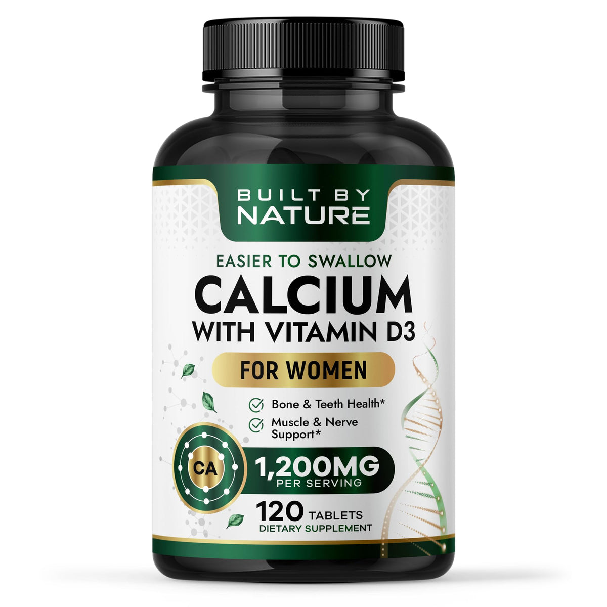 Flacon de comprimés de calcium 1200mg avec vitamine D3 Built by Nature