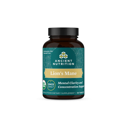 Flacon de comprimés de champignon Lion's Mane bio Ancient Nutrition