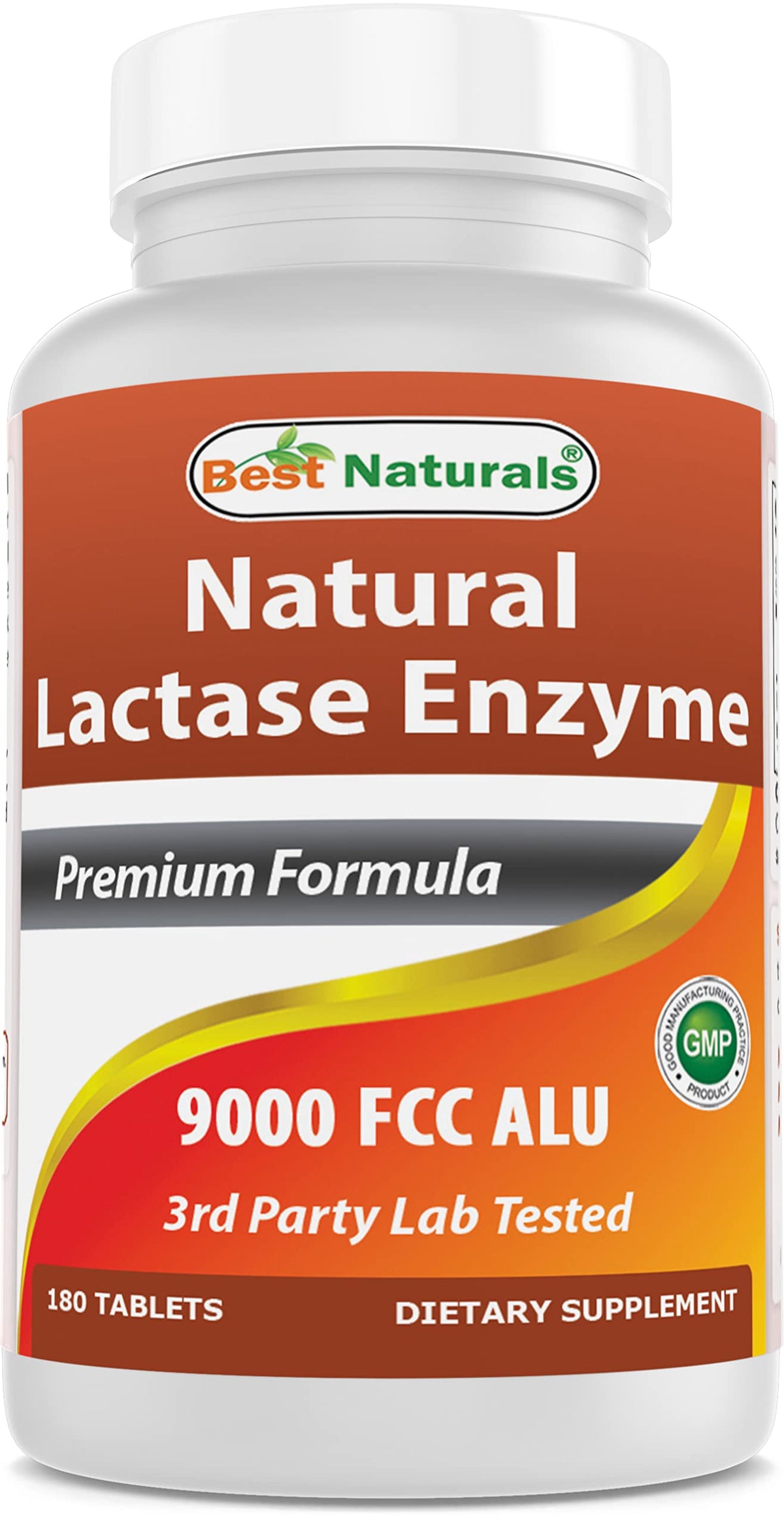 Flacon de comprimés de lactase Best Naturals, 180 comprimés
