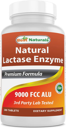Flacon de comprimés de lactase Best Naturals, 180 comprimés