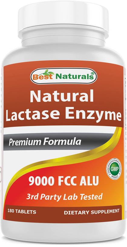 Flacon de comprimés de lactase Best Naturals, 180 comprimés