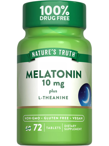 Flacon de comprimés de Melatonin 10 mg Nature's Truth, 72 comprimés, vue avant