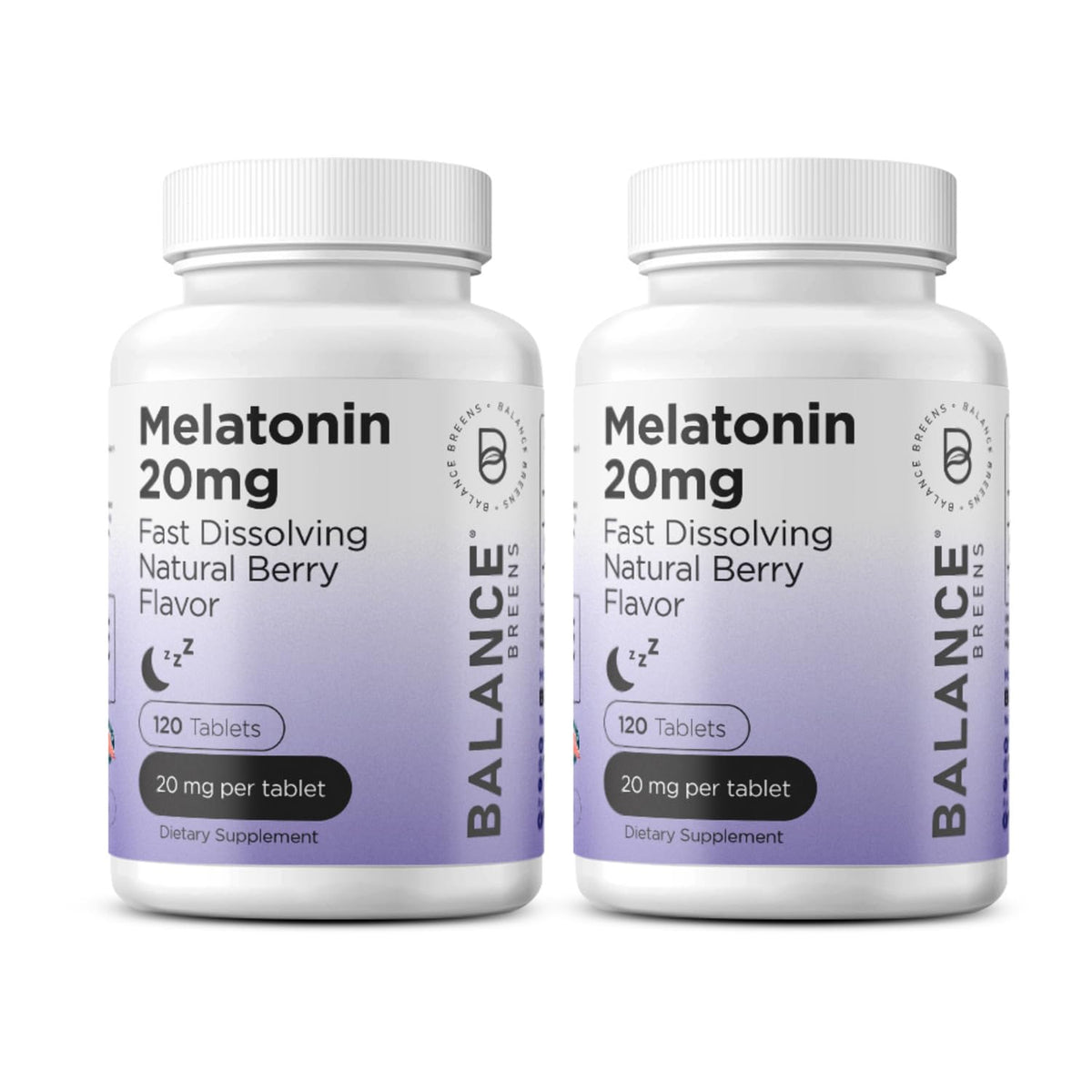 Flacon de comprimés de mélatonine Balancebreens 20mg vue avant