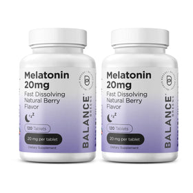 Flacon de comprimés de mélatonine Balancebreens 20mg vue avant