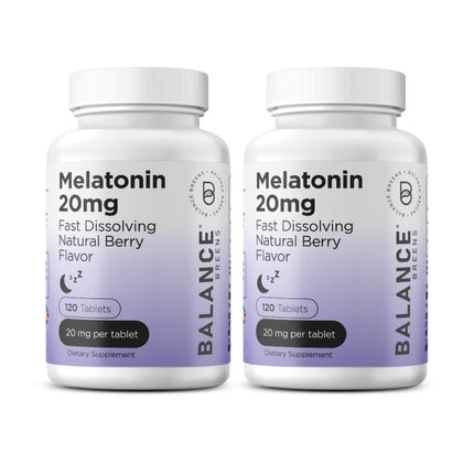 Flacon de comprimés de mélatonine Balancebreens 20mg vue avant
