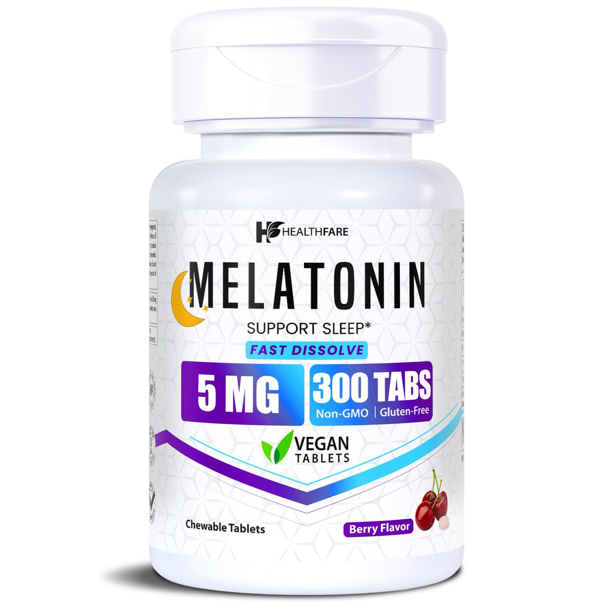 Flacon de comprimés de mélatonine Healthfare 5mg, 300 tablettes