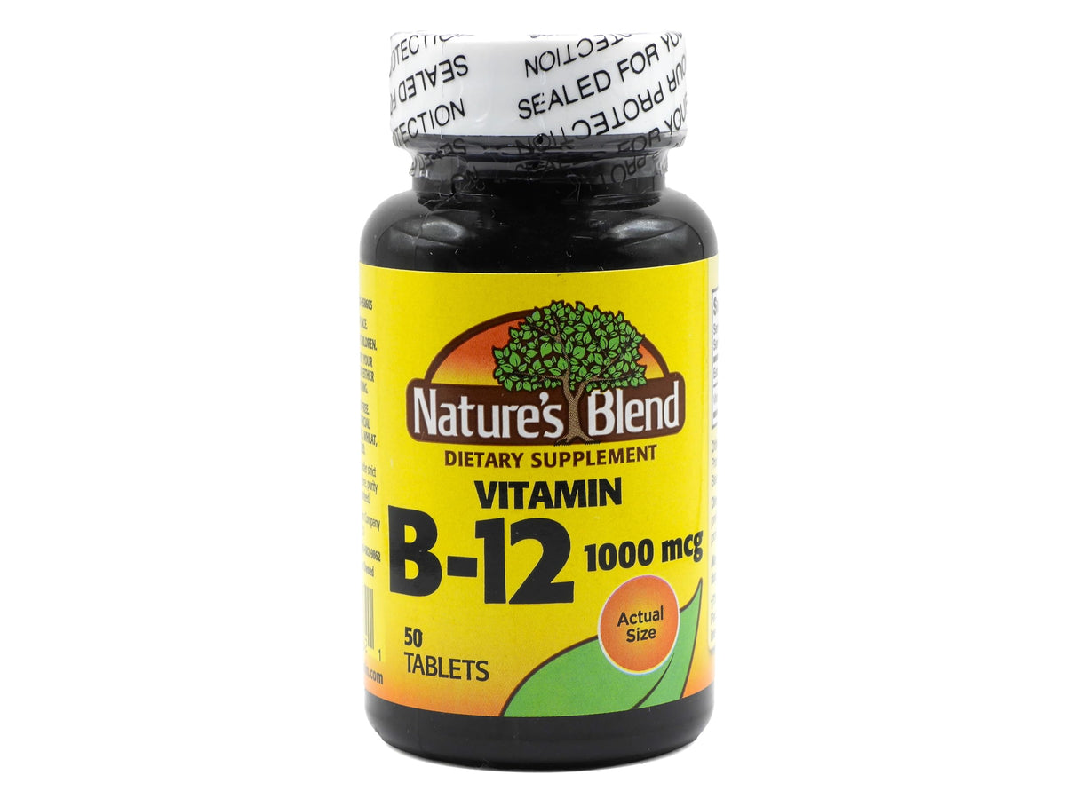 Flacon de comprimés de vitamine B12 Nature's Blend, 1000 mcg, 50 unités