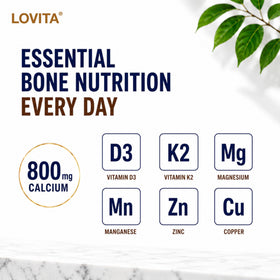 Flacon de comprimés LOVITA Citrate de Calcium avec les dimensions