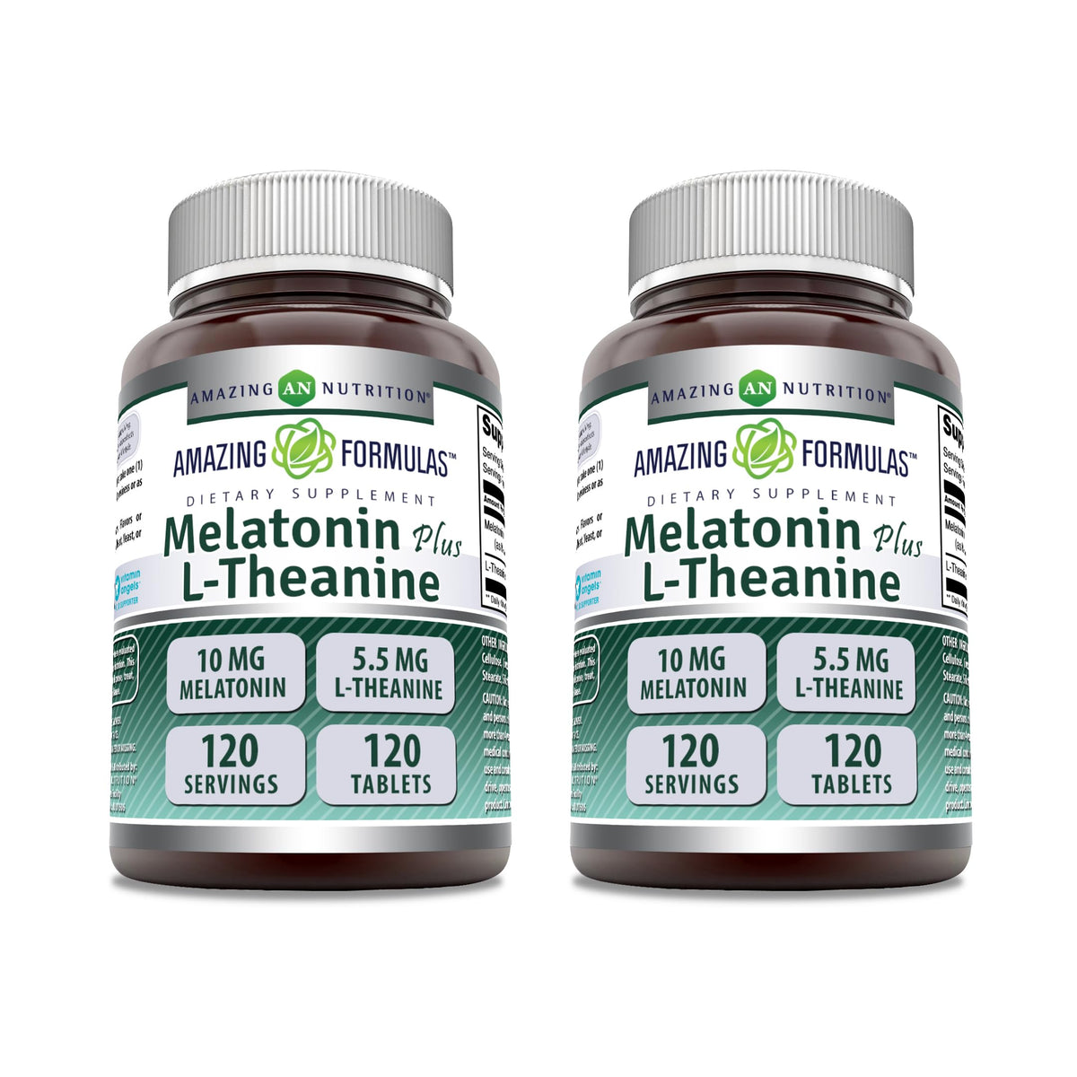 Flacon de comprimés Mélatonine 10 Mg + L-Théanine 5,5 Mg d'Amazing Nutrition