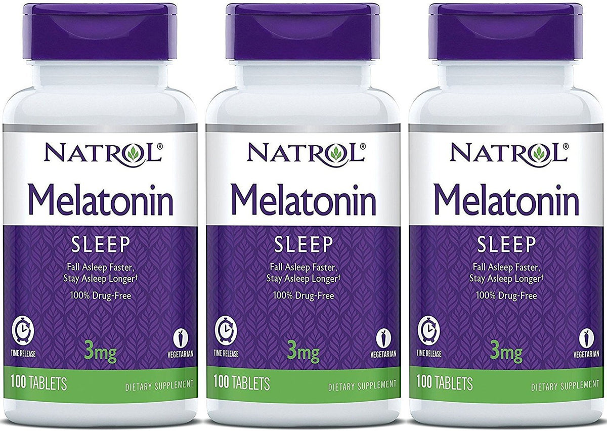 Flacon de comprimés Natrol Melatonin 300 comprimés avec étiquette