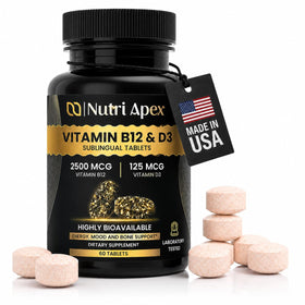 Flacon de comprimés sublinguales Nutri Apex B12 et D3, 60 comprimés