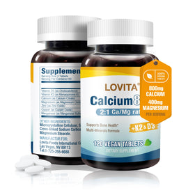 Flacon de comprimés végétaliens LOVITA Calcium Citrate 800 mg