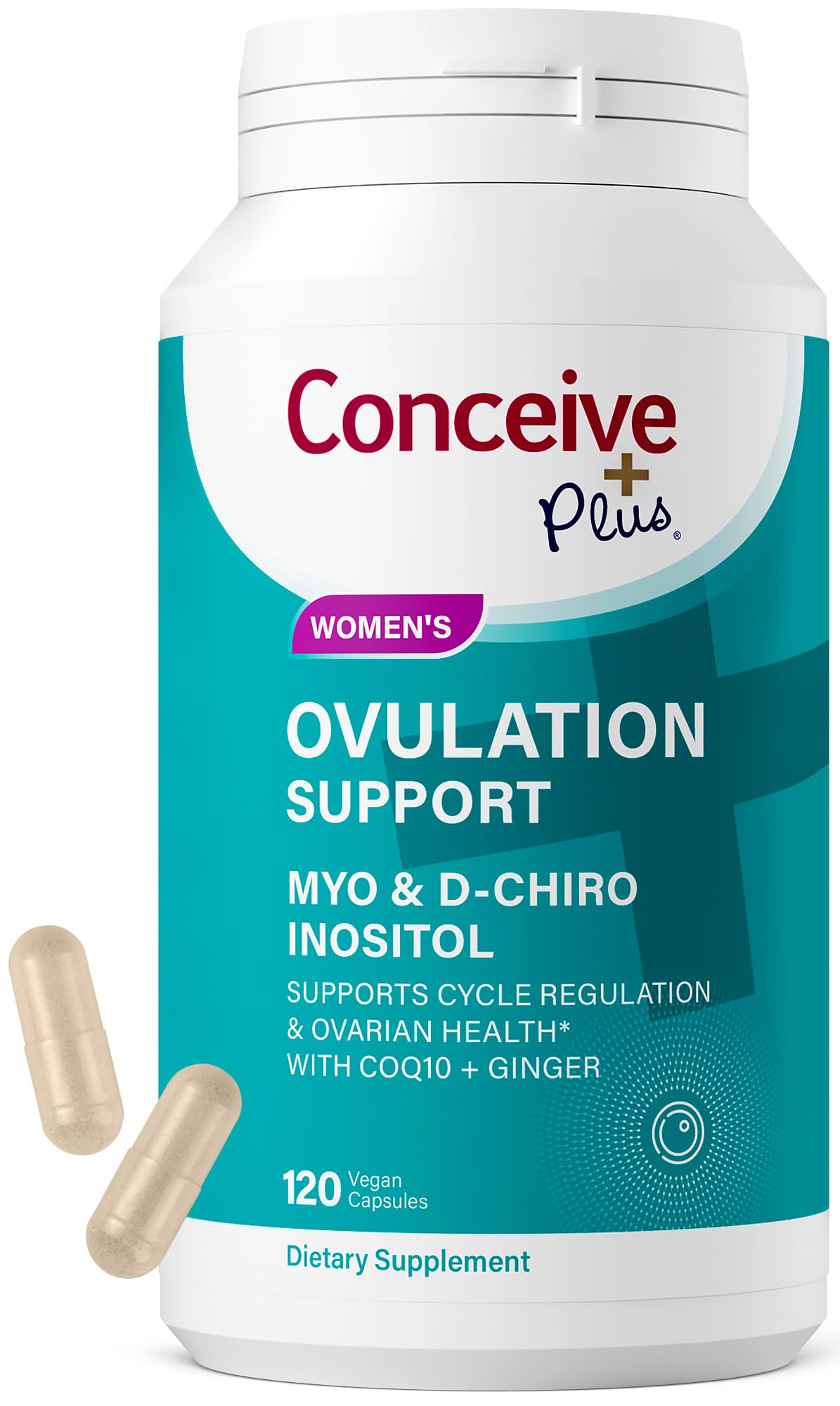 Flacon de CONCEIVE PLUS Complément Alimentaire Ovulation 120 Capsules, vue de face