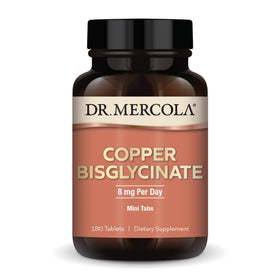 Flacon de Copper Bisglycinate Dr. Mercola avec 180 comprimés