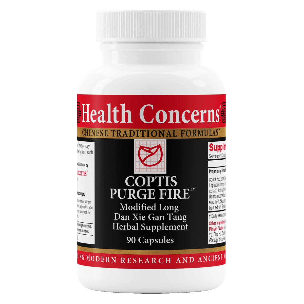 Flacon de Coptis Purge Fire Formule de Health Concerns avec 90 capsules