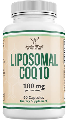 Flacon de CoQ10 Liposomal Double Wood 100mg 60 capsules vue de face