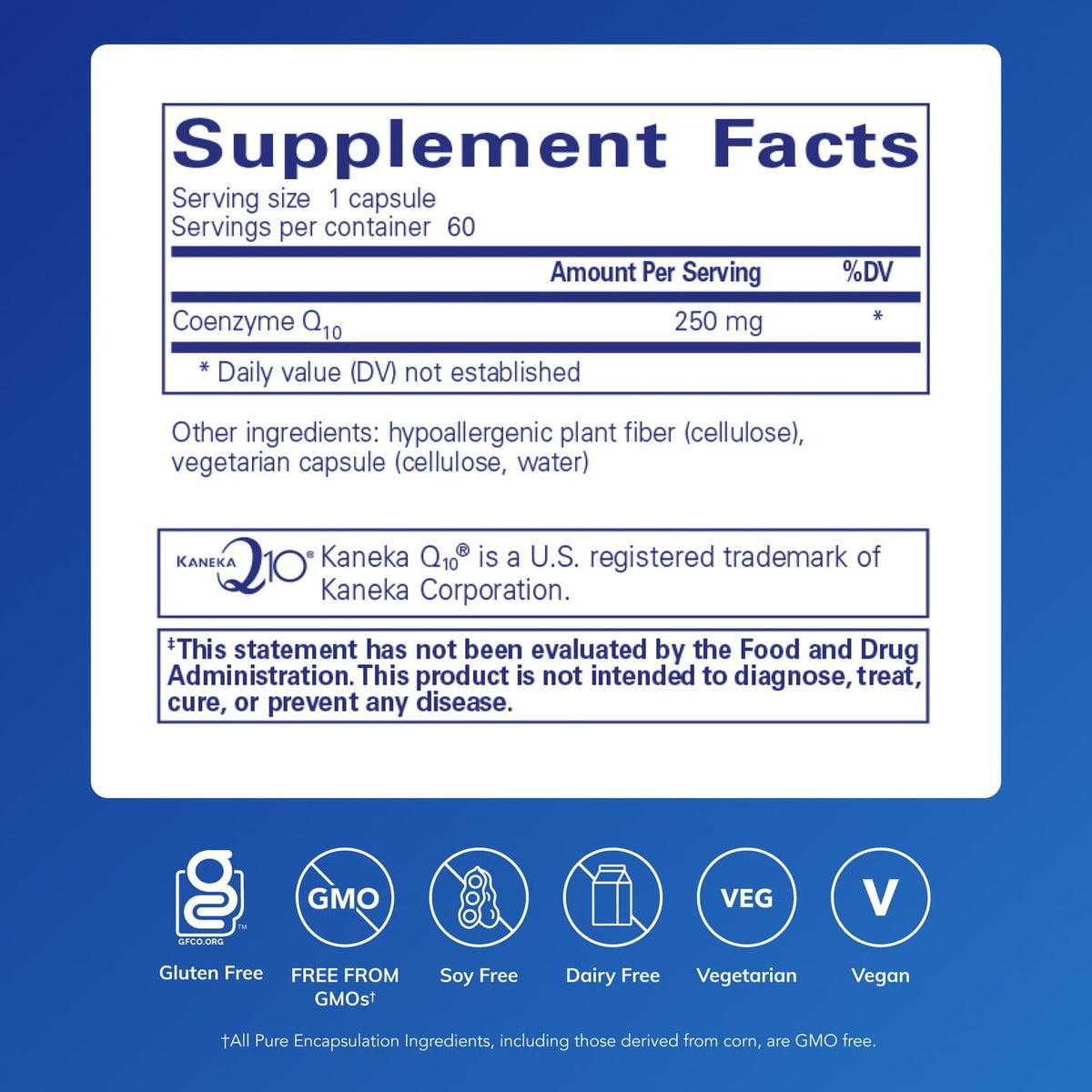 Flacon de CoQ10 Pure Encapsulations 250 mg ouvert