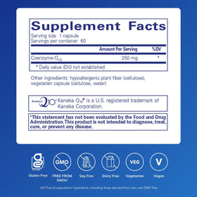 Flacon de CoQ10 Pure Encapsulations 250 mg ouvert