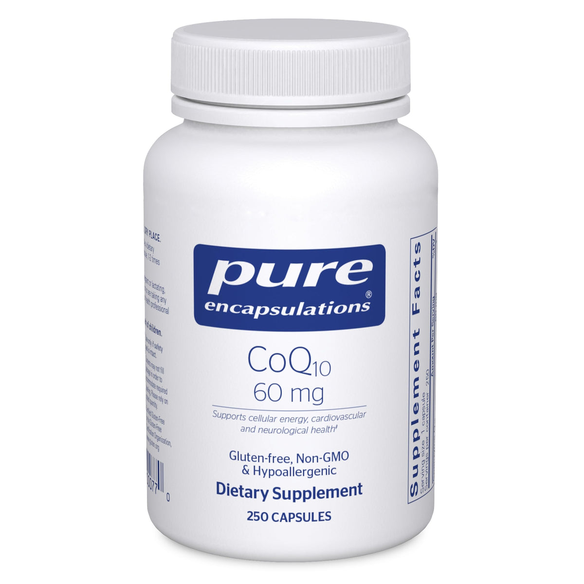 Flacon de CoQ10 Pure Encapsulations 60 mg avec 250 capsules