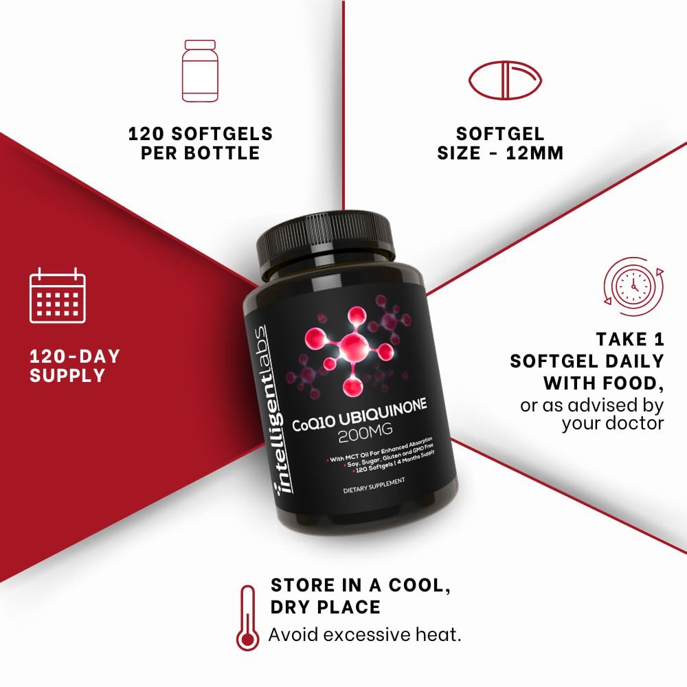 Flacon de CoQ10 Ubiquinone 200mg Intelligent Labs avec étiquette