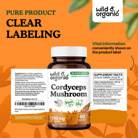 Flacon de Cordyceps Wild & Organic sur fond blanc