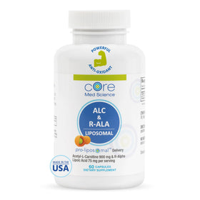 Flacon de Core Med Science ALC & R-ALA 60 capsules vue de face