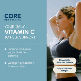 Flacon de Core Med Science Vitamine C Liposomale 1000mg avec étiquette