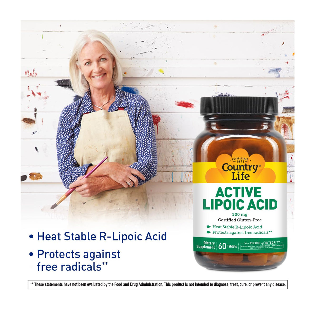 Flacon de Country Life Acide Lipoïque Actif 300 mg 60 comprimés