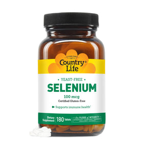 Flacon de Country Life Sélénium 100 mcg avec 180 comprimés