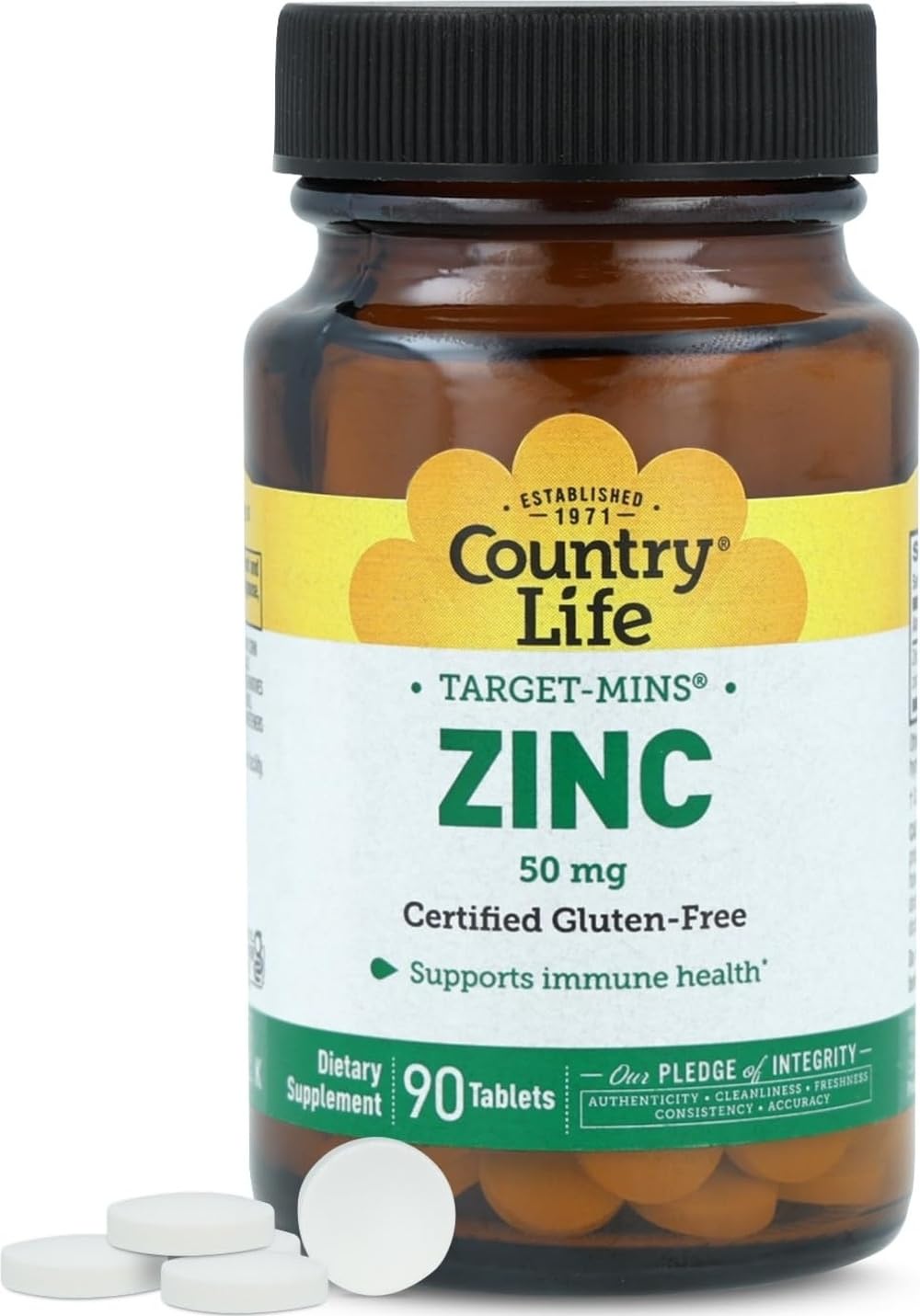 Flacon de Country Life Target-Mins Zinc 50 mg avec 90 comprimés