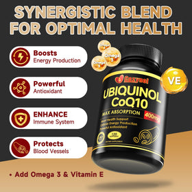 Flacon de Cozynol Ubiquinol CoQ10 400mg Softgels ouvert
