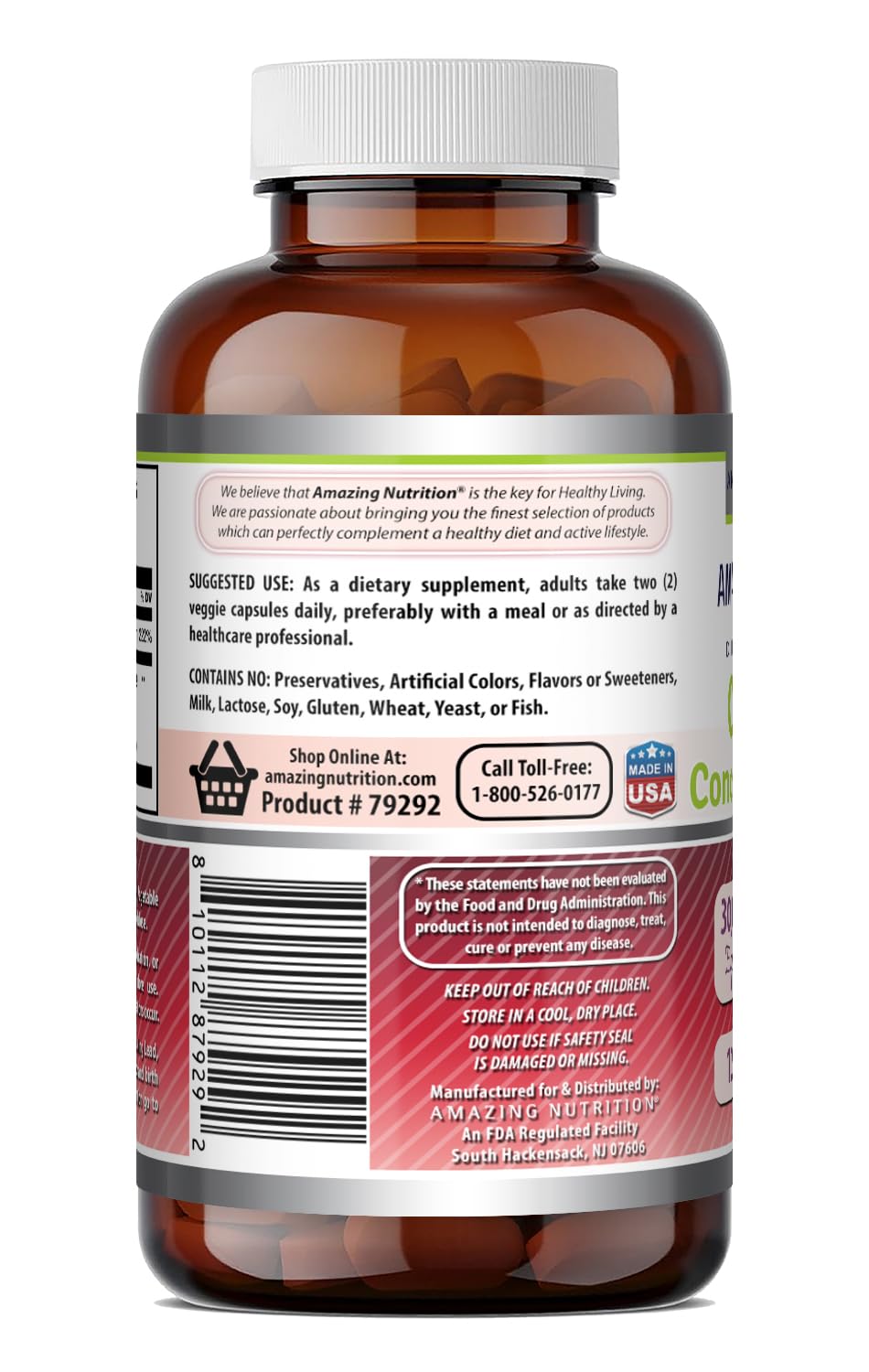 Flacon de Cranberry 600 mg avec Vitamine C sur fond blanc