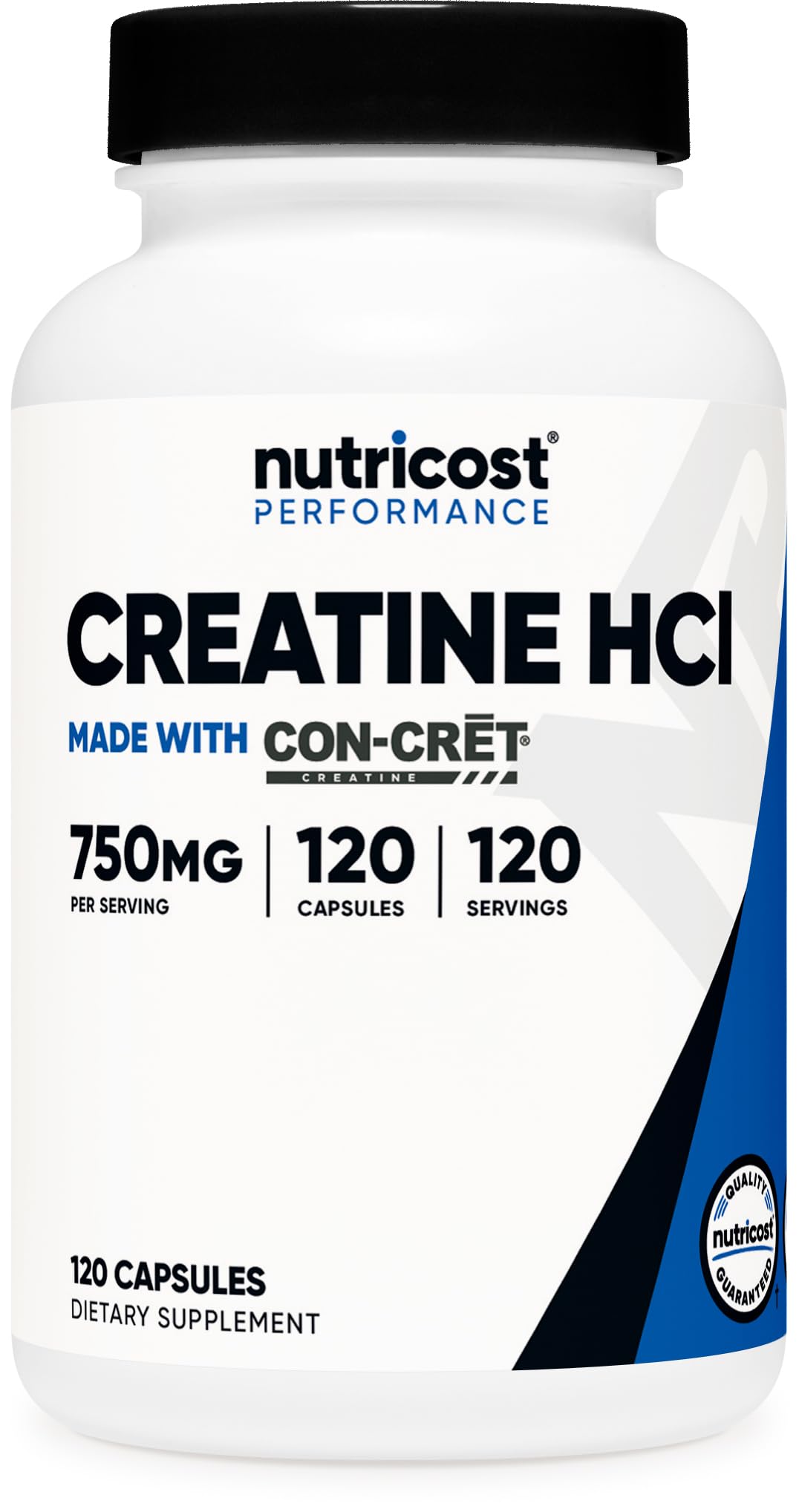 Flacon de Créatine HCl Nutricost contenant 120 capsules