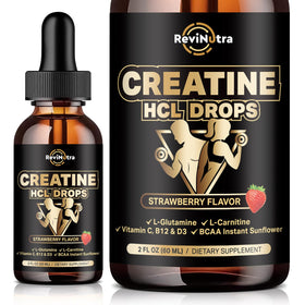 Flacon de créatine HCL ReviNutra avec une cuillère doseuse