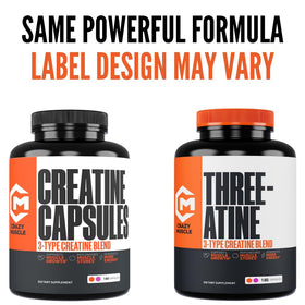 Flacon de créatine monohydrate Crazy Muscle ouvert montrant les capsules