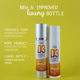 Flacon de crème de vitamine D3 10000UI avec étiquette