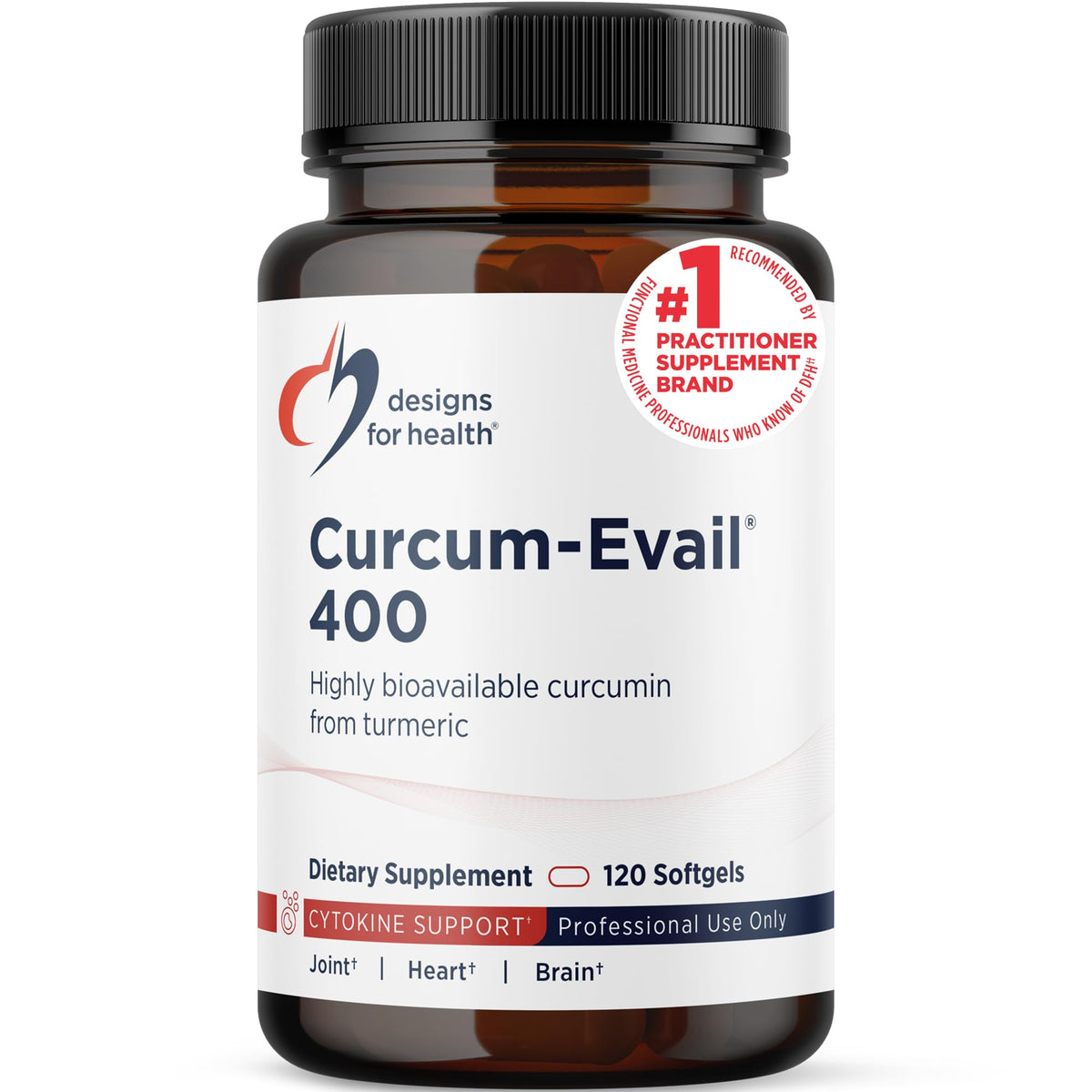 Flacon de Curcum-Evail 400 de Designs for Health avec 120 gélules