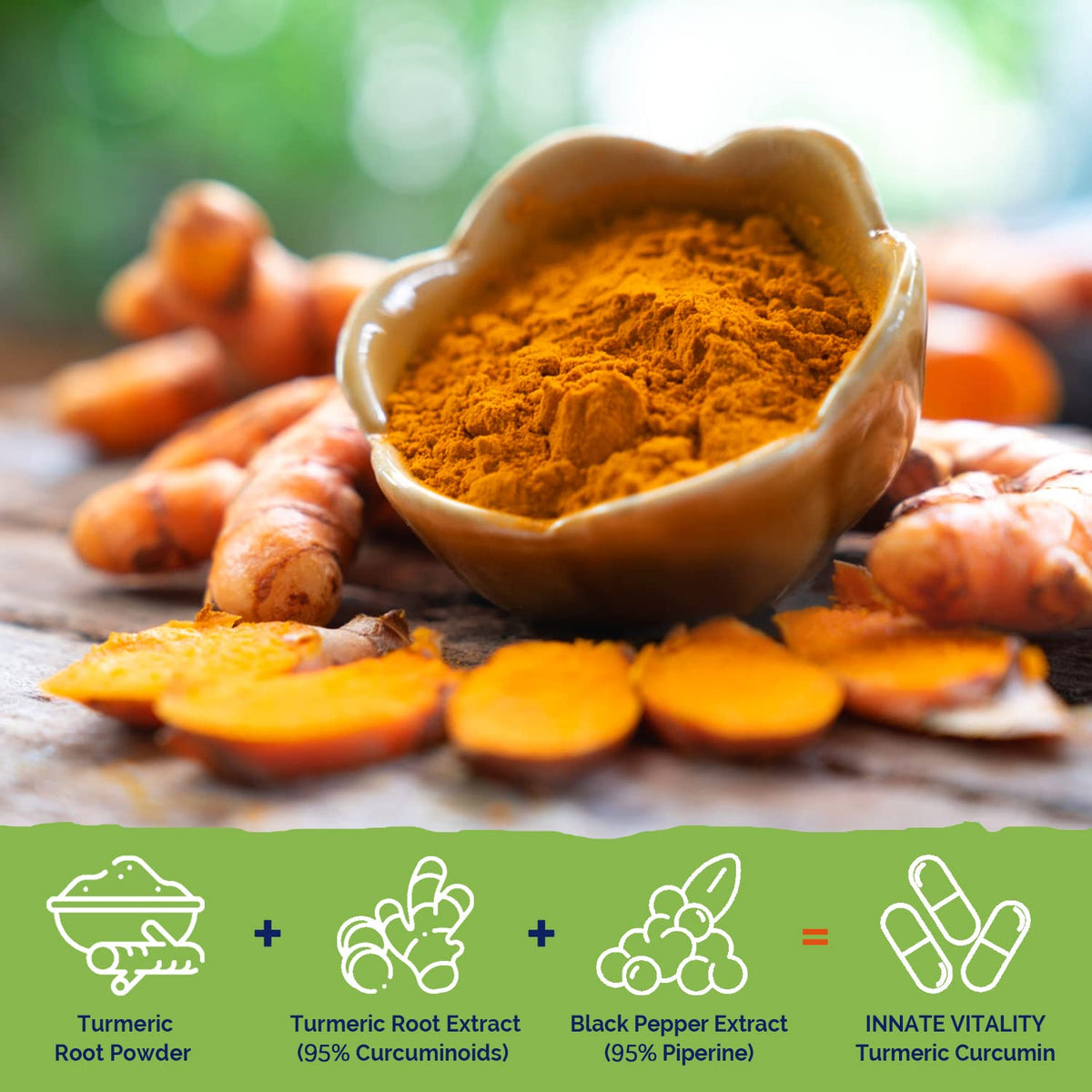 Flacon de Curcuma 1800mg Innate Vitality avec capsules