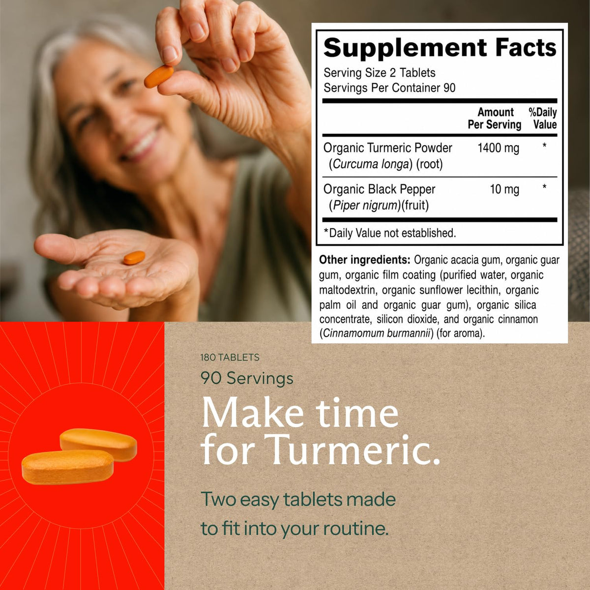 Flacon de curcuma bio Sunergetic sur une table