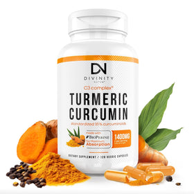 Flacon de Curcuma Curcumin 1400mg de Divinity Nutra, côté avant