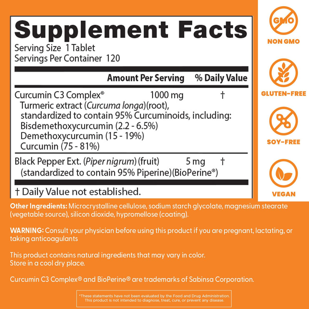 Flacon de curcuma Curcumin de Doctor's BEST avec bouchon flip-top