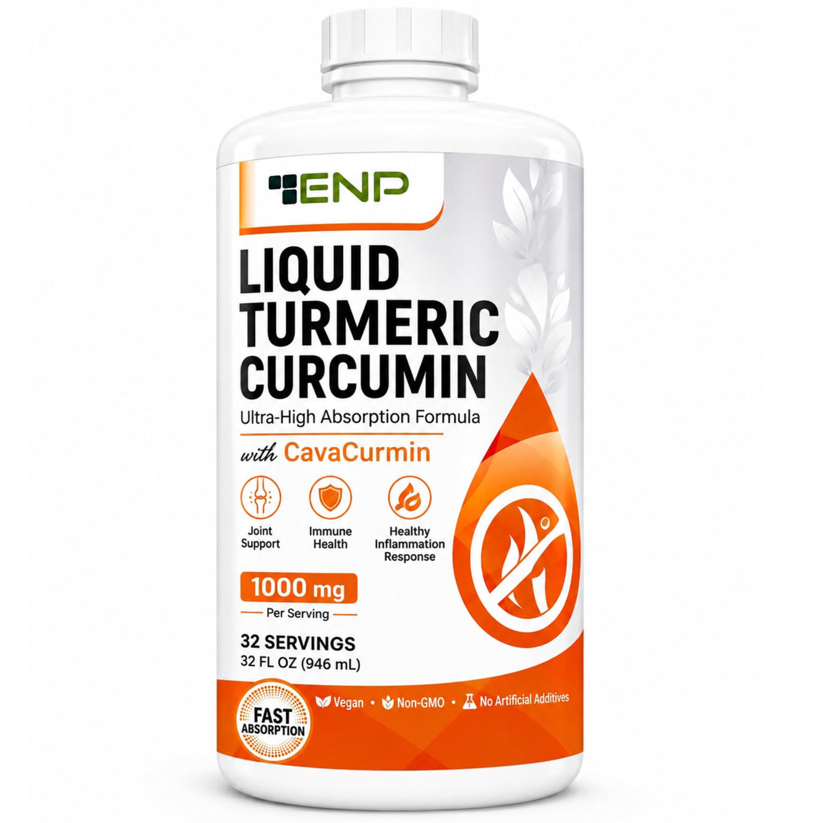 Flacon de curcuma liquide ENP de 1161g avec étiquette claire