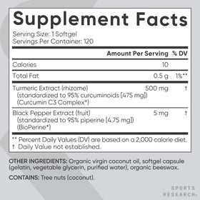 Flacon de Curcuma Sports Research avec bouchon ouvert