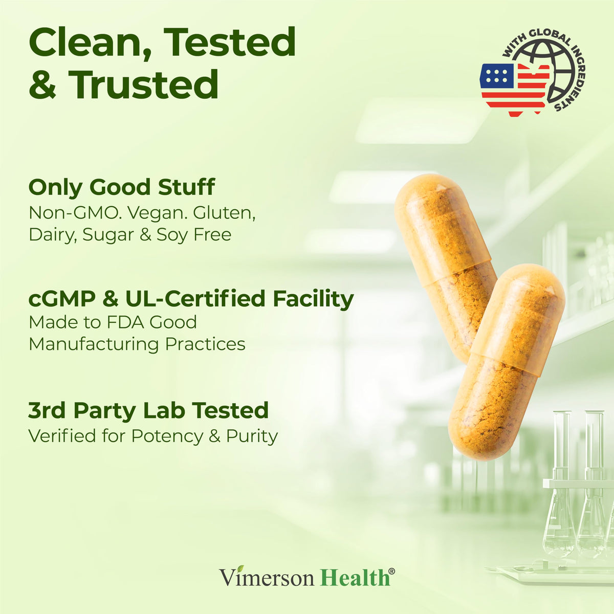 Flacon de Curcuma Vimerson Health avec étiquette visible