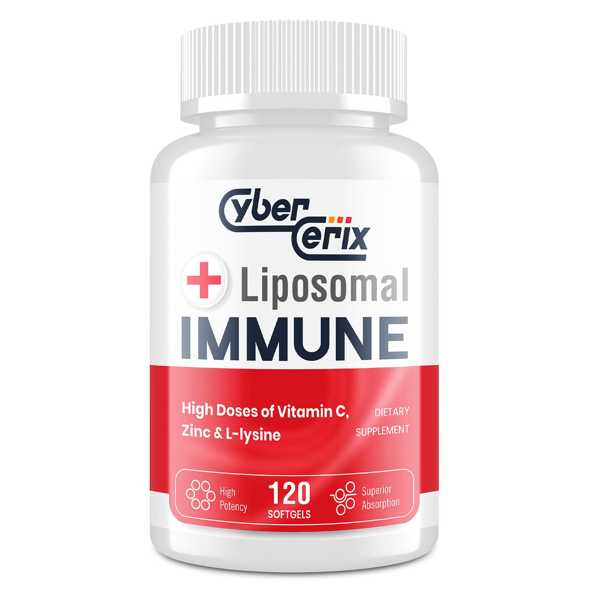 Flacon de CyberCerix Complément Alimentaire Liposomal L-Lysine 1500mg